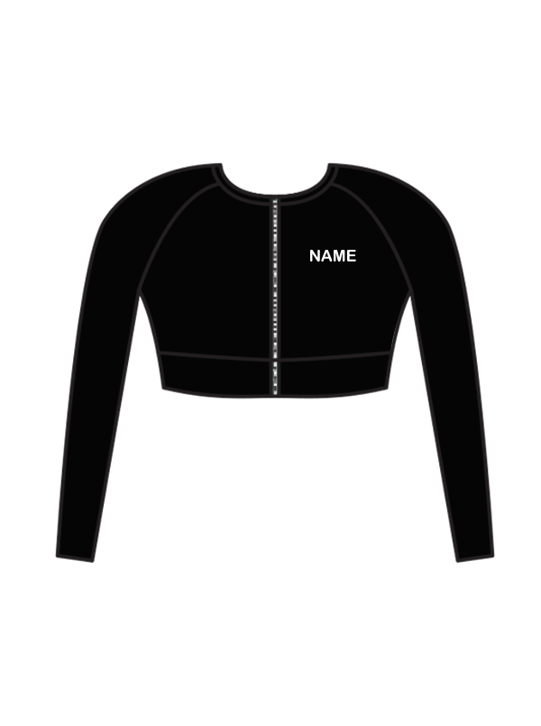 AERIAL NINJAS - LONG SLEEVE ELENA CROP BLACK (IN-STOCK)