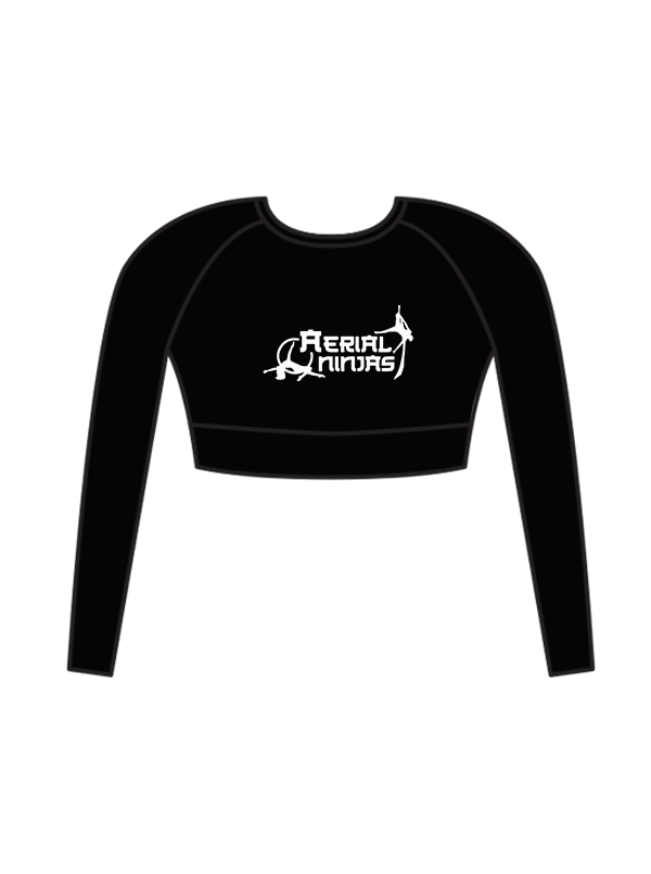 AERIAL NINJAS - LONG SLEEVE ELENA CROP BLACK (IN-STOCK)
