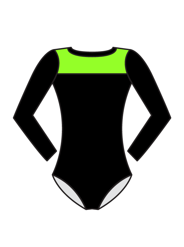 AERIAL ZONE - EMMIE LONG SLEEVE KEYHOLE BACK LEOTARD GREEN (BESPOKE)