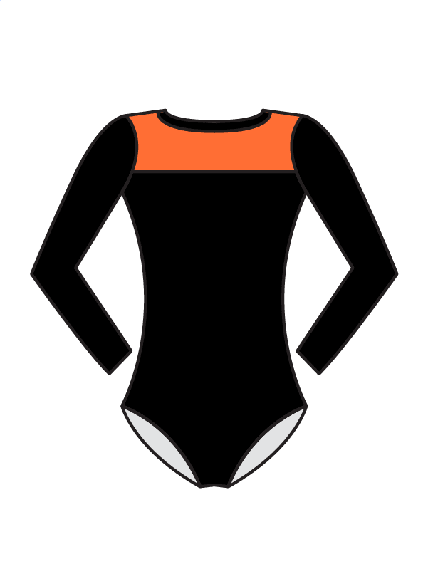 AERIAL ZONE - EMMIE LONG SLEEVE KEYHOLE BACK LEOTARD ORANGE (BESPOKE)