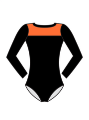 AERIAL ZONE - EMMIE LONG SLEEVE KEYHOLE BACK LEOTARD ORANGE (BESPOKE)