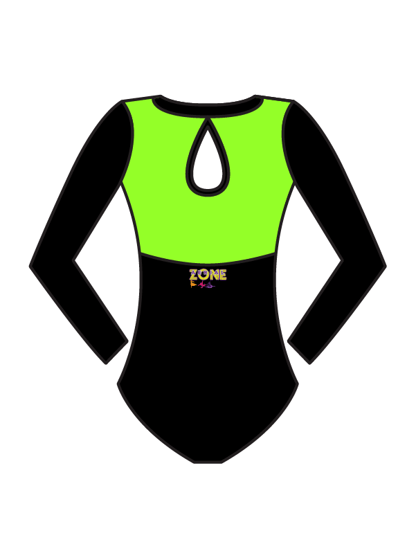 AERIAL ZONE - EMMIE LONG SLEEVE KEYHOLE BACK LEOTARD GREEN (BESPOKE)