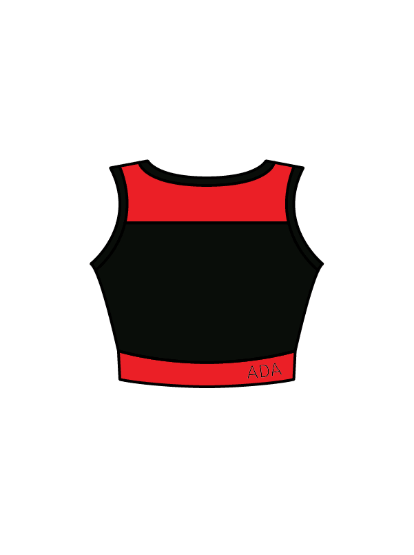 ARABESQUE DANCE ACADEMY - JASMINE CROP BLACK/RED (IN-STOCK)