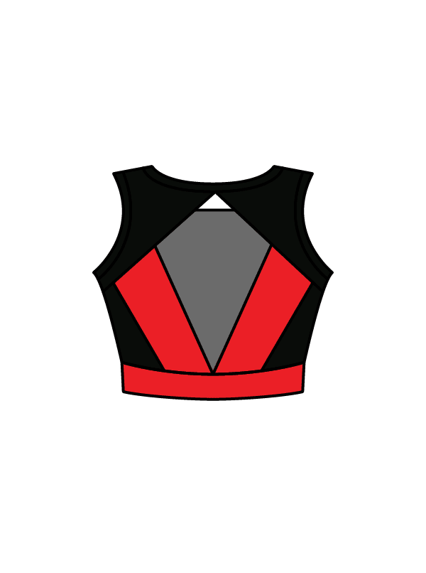 ARABESQUE DANCE ACADEMY - JASMINE CROP BLACK/RED (IN-STOCK)