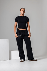 WIDE LEG JOGGERS - BLACK (IN-STOCK)