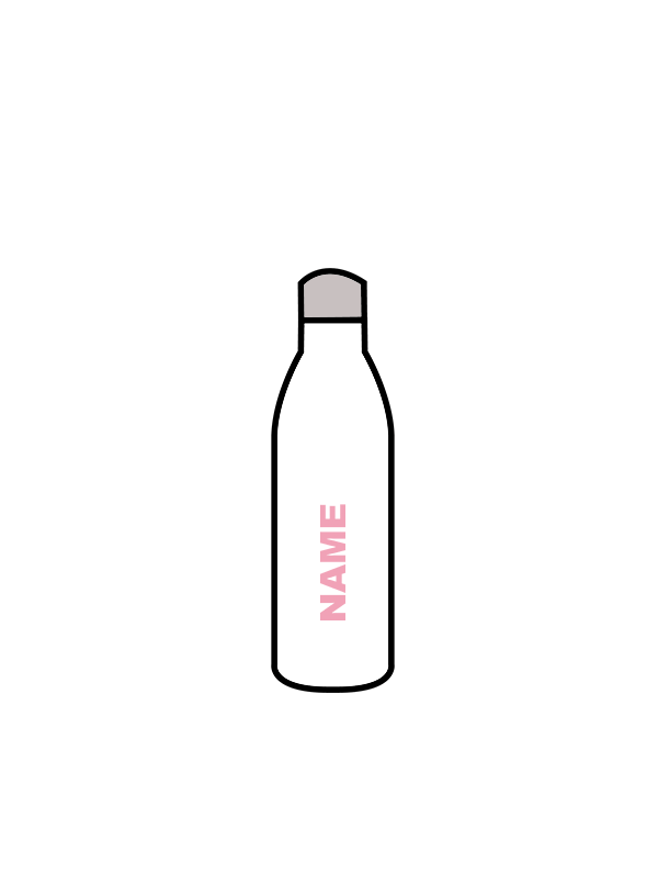 ADVANCE - WATER BOTTLE WHITE (IN-STOCK) - (NAME IN PINK)