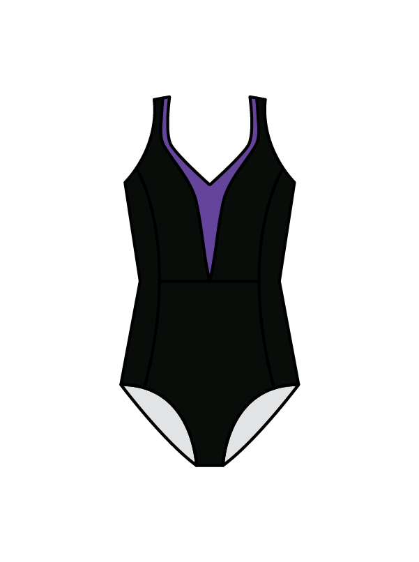 ANGELA WATSON - WINNIE LEOTARD BLACK/PURPLE (IN-STOCK)