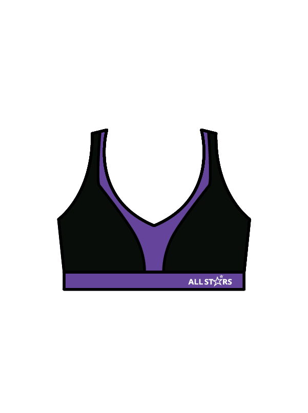 ALL STARS PERFORMING ARTS - WINNIE CROP BLACK/PURPLE (IN-STOCK)