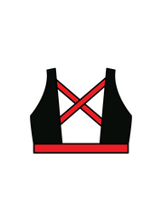 ARABESQUE DANCE ACADEMY - WINNIE CROP BLACK/RED (IN-STOCK)