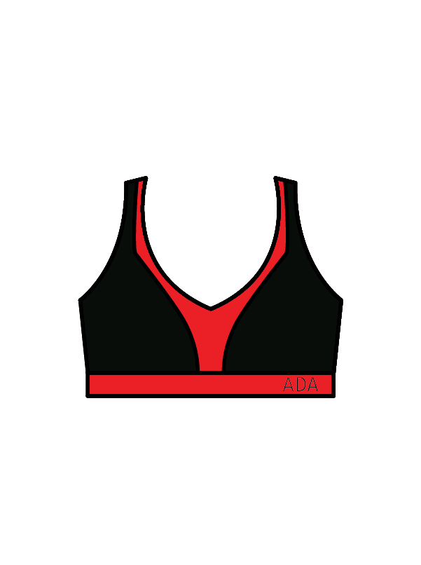 ARABESQUE DANCE ACADEMY - WINNIE CROP BLACK/RED (IN-STOCK)