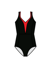 ACROFLEX ELITE - WINNIE LEOTARD BLACK/RED (IN-STOCK)