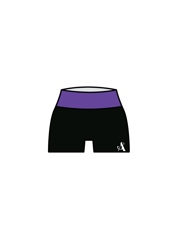 AUDREY SPENCER DANCE - YOGA SHORTS BLACK/PURPLE (IN-STOCK)