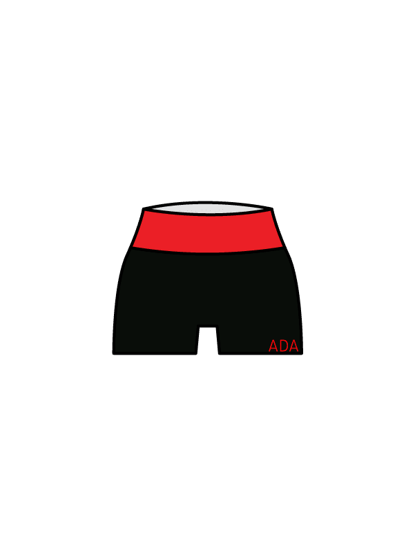 ARABESQUE DANCE ACADEMY - YOGA SHORTS BLACK/RED (IN-STOCK)