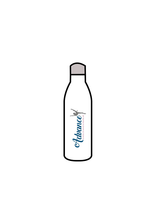 ADVANCE - WATER BOTTLE WHITE (IN-STOCK) - (NAME IN BLUE)