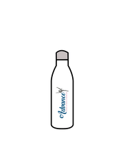 ADVANCE - WATER BOTTLE WHITE (IN-STOCK) - (NAME IN BLUE)